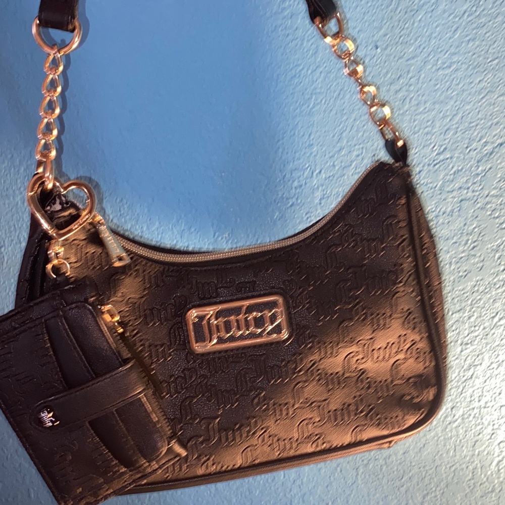 Juicy Couture Black and Gold Shoulder Bag